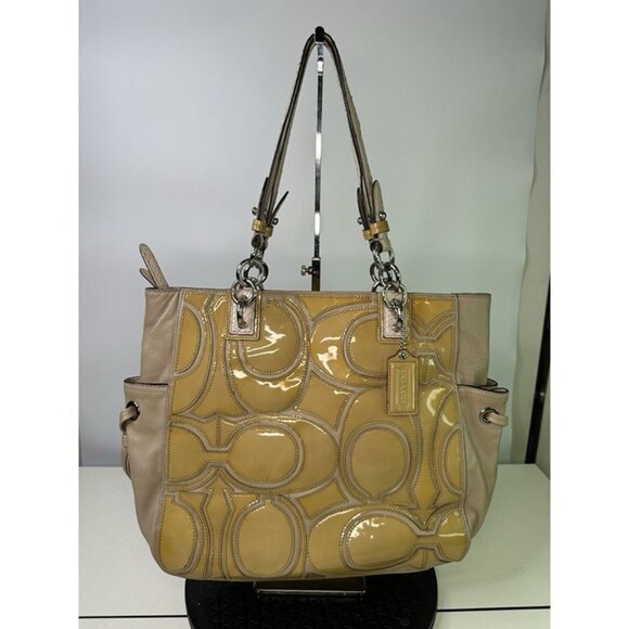 Vintage COACH Colette shoulder bag Patent Leather C Signature 16449 (yellow) - Picture 2 of 12